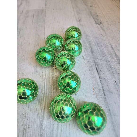 Green fish net ball ornament Xmas set unique decor mini - Picture 4 of 6